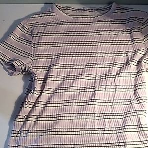 H&M Pueple, white, and black Small Rib shirt